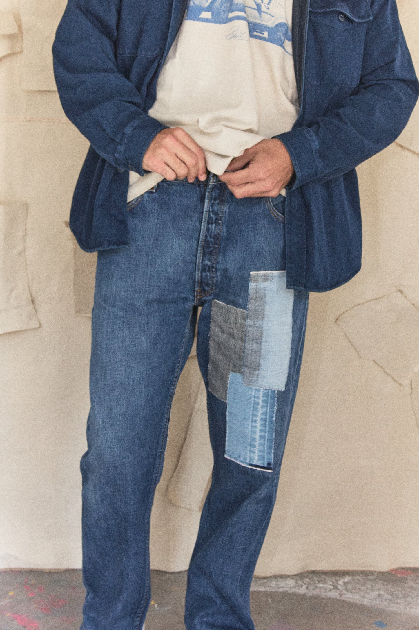 1998 501 Levi's reworked selvedge patchwork (unisexe)